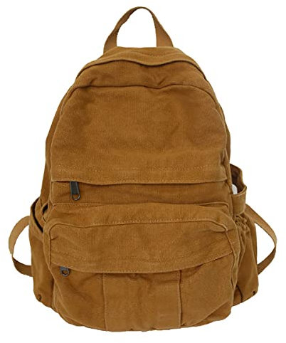 GAXOS Sac à dos pour ordinateur portable pour femme, sac à dos de voyage en toile pour femme, sac à dos esthétique vintage pour l'école, marron, Sacs à dos