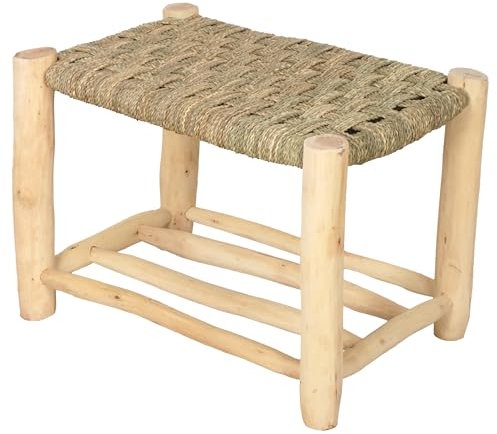 Bohome Living - Banc de Rangement à Chaussures Entrée en Bois et Corde, Pour l’entrée, Salle de Bain, Salon, Couloir (Tressage croisé, 60cm)