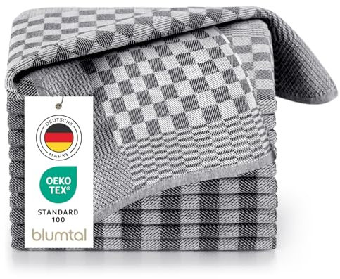 Blumtal Geschirrtücher Baumwolle 50x70 cm im 20er Set - Oeko-TEX zertifizierte Küchentücher - extrem saugstarke Geschirrhandtücher - Küchenhandtücher waschbar 95 °C - Geschirrtuch Schwarz-Weiß Karo