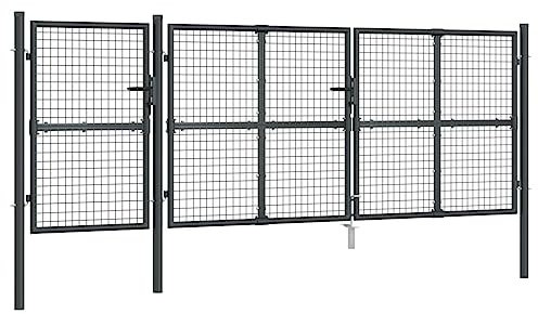 vidaXL Puerta de malla de jardín acero galvanizado antracita 400x175cm, puerta de exterior, puerta de jardín de acero, puerta de jardín trasera
