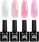 TOMICCA UV Nagellack Glitzer Set, 4 Farben Transparenter Rosa Weiß Glitter Gel Nagellack, UV Lampe Soak-Off UV/LED Schellack Nagellack, für Nagelstudio und DIY Maniküre zu Hause, 8ML