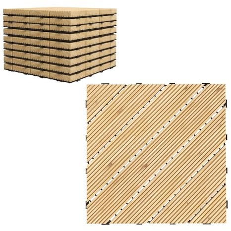 Outsunny 9 piastrelle in legno ad incastro per pavimentazione, 30 x 30 cm, antiscivolo, per esterni, 0,81 ㎡ per confezione, per tutte le stagioni, per patio, balcone, terrazza, vasca idromassaggio,