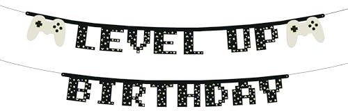 LEVEL UP DIY Partykette Happy Birthday Gamer Geburtstag Girlande Deko Geburtstag Kinder Erwachsene Gaming Zocker Party Hängekette Kindergeburtstag 2,5 Meter