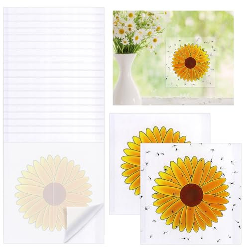 HONMOK 50pcs Fliegenfalle Innenbereich Sonnenblume, Fenster-Fliegenstreifen, Fliegenköder Aufkleber, Fruchtfliegenfalle Klebefalle, Insektenfalle Drinnen für Mücken Motten Insekten Mehrweg