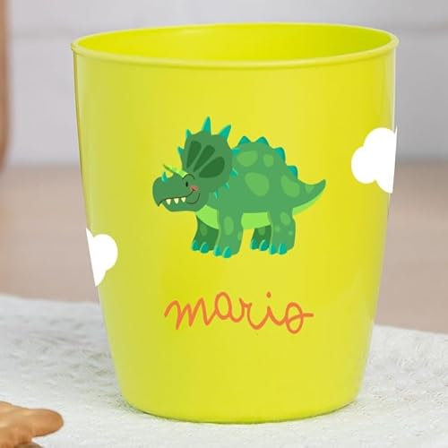 Wanapix | Gobelet en Plastique pour Enfants | Gobelet Personnalisé avec Nom |Verre Plastique Incassable Personnalisé |Collège/Pépinière | Sans BPA | Mug Enfant | 300 ml | Dino