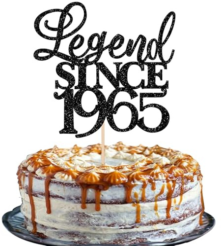 Xsstarmi 1 Packung Tortendeko 60. Geburtstag Tortenaufsatz Glitzer Legend Since 1965 Kuchen Topper für Fabelhaft 60 Geburtstag Hochzeitstag Zubehör für Party Kuchen Dekorationen Schwarz