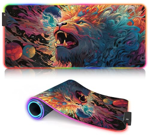 XL Mouse Pad Table Mat Cosmic High RGB Gaming Mouse Pad XL (31.5 x 11.8 x 0.12 inches) Extend Mouse Pad Mat Gaming with Premium-Textured Cloth 9 static colors and 3 dynamic