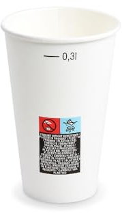 SWS 1000 Pappbecher Becher mit Füllstrich weiß Ø80mm 0,3L