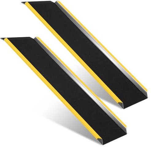 Ollewiellan 4 Stück Auffahrrampe, 118cm Alu Rollstuhlrampe, Laderampe Tragfähigkeit 300kg, rutschfest Hunderampe, ATV Quad Motorradrampe, PKW Anhängerrampe, Verladerampe für Motorrad, Rollstuhl