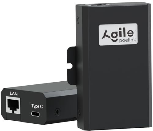 AgilePoElink Gigabit PoE Splitter to USB C, IEEE 802.3at Compliant 10/100/1000Mbps, PoE+ converter for USB Type-C PDs (5V-20V up to 27W), Computers, MacBook, Google WiFi，Raspberry Pi, AG-AT003