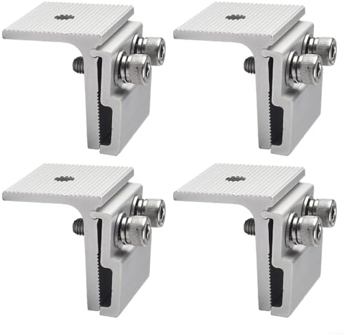 Lot de 4 colliers de serrage sur pied, support de montage de panneau, supports de panneau, colliers de serrage sur pied pour installations solaires sur toit, pour les toits métalliques pliables