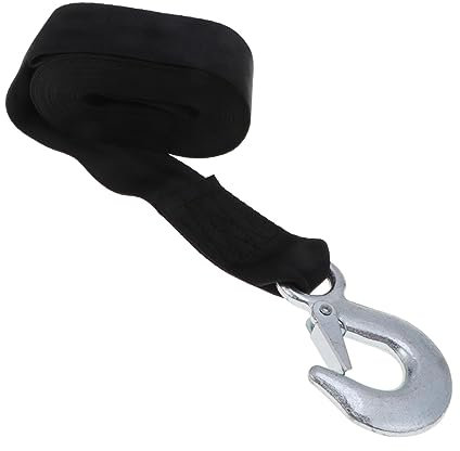 Mikinona Winch Belt Gecko Charms Trailer Winch Rope Winch Strap with Hook Trailer Jack Drill Adapter Sliding Winches Flatbed Manual Winch Boat Trailer Winch Strap Ratchets Steel Black