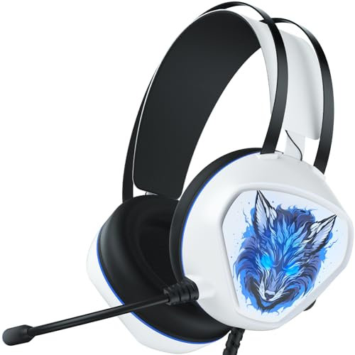syndesmos - Cuffie da gioco per PS5, PS4, Xbox Series X/S, Xbox One, PC, con audio surround 7.1, cuffie da gioco cablate con microfono a cancellazione del rumore, luce RGB dinamica