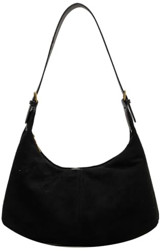 Starnearby Sac Porté épaule Femme en Daim Cuir, Sac Hobo Bandoulière Femme Rétro Décontracté, Sac à Bandoulière Souple Vintage avec Fermeture éclair pour Travail, Voyages, Shopping