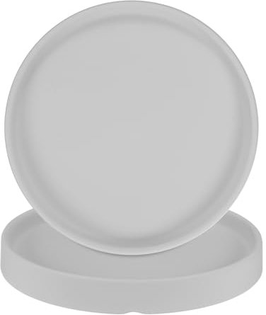 M METERXITY Set 2 Sottovasi in Ceramica, Vassoio Raccogliacqua per Piante da 6,3, Sottovasi per Piante da Interno/Esterno/Scarico dell'Acqua [Grigio Chiaro Rotondo]