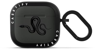 CASETiFY Bounce AirPods (4th Gen) Case with Ring [Military Grade Drop Tested / 6.6ft Drop Protection/Anti-Scratch] - Black Kingsnake - Charcoal