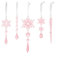Puupaa 5 Stück Weihnachtsdekoration Schneeflocke Weihnachtsbaumschmuck, hängende klare Acryl Schneeflocke Eiszapfen Tropfen Anhänger für Winter Party Hochzeit festliche Dekoration (Rosa)