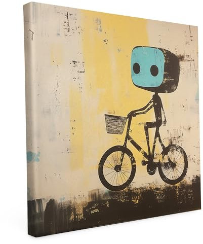 Banksy Motive - Wandbild auf Leinwand – Keilrahmen bedruckt - matter Kunstdruck – Graffiti – Street Art – 2cm Holzrahmen - Robiker, Quadratisch (40x40 cm)