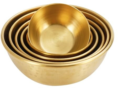 Yiustldd Kupferschüssel Für Die Küche, Rührschüssel Aus Reinem Kupfer, 2 Mm Dick, Mit Flachem Boden Für Reisschüsseln, Suppenschüsseln, Dekorativ Und Zum Servieren in Der Küche,Messing,12cm