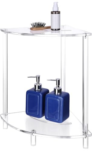 Navaris Sgabello Doccia Angolare - Angoliera da Doccia in Acrilico - Scaffale ad Angolo Portaoggetti per Bagno - Mobile con Piedini Antiscivolo - Design Trasparente