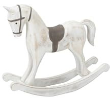 finehomegarden Schaukelpferd weiß/Natur Holz MDF Holzpferd 26x6cm H23cm
