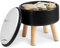 IBUYKE 13” Kleiner Fußhocker Ottomane mit Stauraum, Runde Pouffe Fußablage Hocker mit Gepolstertem Sitz und Deckel, PU Leder Mini Ottomane Fußstütze für Wohnzimmer Couch Eingang, Schwarz WBD023B