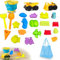 Sandspielzeug Set für Kinder, 24 Stück Kinder Sandkasten Spielzeug mit Sandförmchen, Sandspielzeug Faltbarer Eimer, Spielzeugauto, Sandschaufel, Netzbeutel für Jungen Mädchen ab 3 Jahre