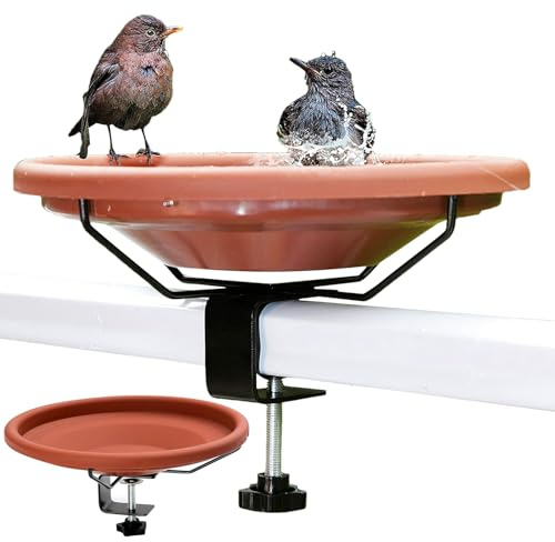 Geländerbadewanne – Futterstelle auf Brücke montiert, Gartenteich für den Außenbereich | 25,1 x 4,6 x 4,5 cm (10,4 x 10,4 x 1,38 Zoll), Pool-, Zaunzubehör für Terrasse