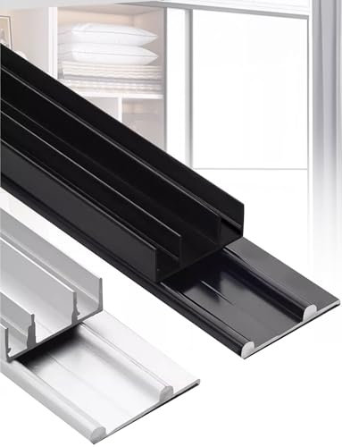 Kit de quincaillerie for porte coulissante escamotable, aluminium, rail de porte de placard, coulisse en douceur et en silence(Black,120cm/47in)
