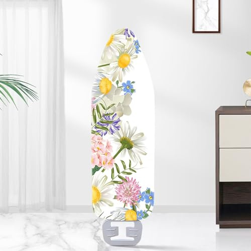 Housse Table À Repasser 130X45 Fleurs Violettes Et Blanches avec Reflète La Chaleur pour Un Repassage Rapide, Applicabile al Ferro a vapore，Installation Facile, Housse De Repassage Moderne