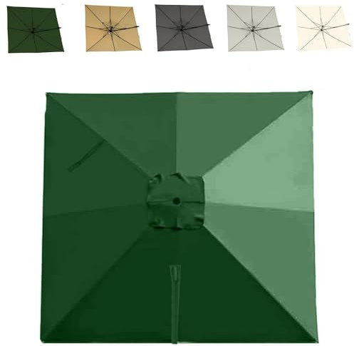 ZYXQQJ Carré Auvent De Parapluie 8 Côtes Toile De Rechange pour Parasol Déporté Anti-UV Couverture De Rechange pour Parasol(Dark Green,4x3m/13x9.8ft)