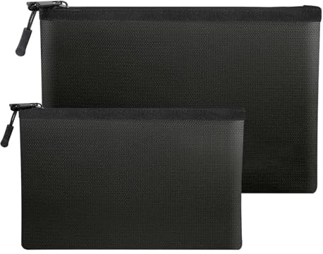2 Stück Feuerfeste Dokumententasche Wasserdicht,Feuerfeste Geldtasche 34x25cm+28x17cm,Feuerfeste Tasche A4 für Passport Bankdatei Wertsachen