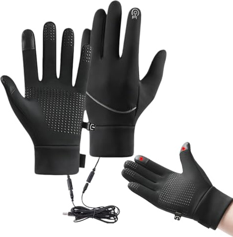 Honhoha Wiederaufladbare Beheizte Handschuhe - Wiederverwendbare Arbeitshandschuhe Mit Touchscreen-Funktion - Winddichte Wärmespender Für Kaltes Wetter Radfahren Jagen Fahren Winter Outdoor