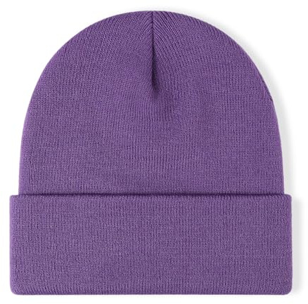axy Wintermütze Herren Damen Strickmütze Beanie Mütze mit breiter Krempe klassisches Design Herrenmütze Modern Weich Elastisch MUHE5 (Flieder)