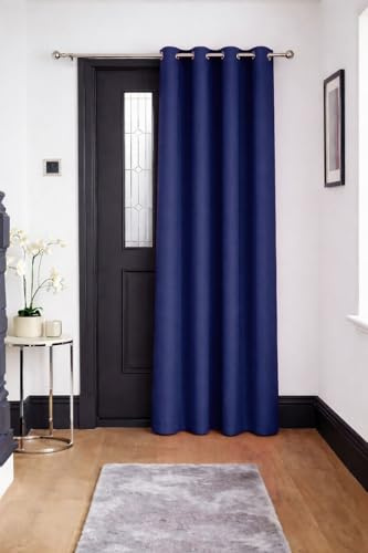 John Aird Blackout Curtains Thermal Energy Saving Eyelet Curtains for Bedroom & Living Room Including Tie Backs (Navy, Door Panel W 52 x L 84 (1 Panel)