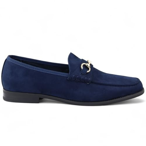 Infinity Leather Dolcetto Herren-Mokassins aus marineblauem Wildleder mit Lederfutter