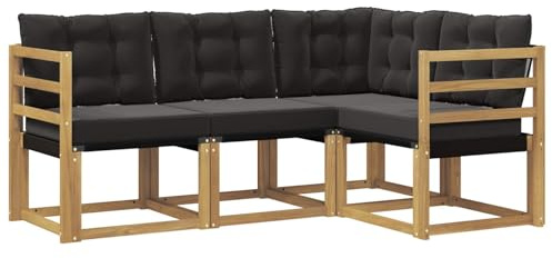 vidaXL Outdoor-Sofagarnitur mit Kissen 4 pcs Weiß und Schwarz, Gartenmöbel, modernes Sofa-Set für draußen, Loungebereich, haltbare Terrasse zum Entspannen und Wohlfühlen