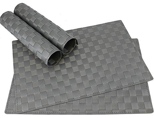 matches21 Tischset Platzset MODERN Platzmatten 4er Set geflochten Kunststoff 45x30 cm Grau/abwaschbar