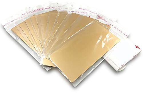 Ebamaz Anodized Aluminium Mount Metal Plate Etching Sheets 100X50X0.5mm Round Corner with Adhesive for Laser Engrave (Gold,10PCS,Blank)