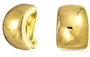 Geometrische Schlichte Minimalistische Garnelen Huggie Halbkreolen Clip On Ohrringe Für Frauen Nicht Gepiercte Ohren Vergoldetes Messing