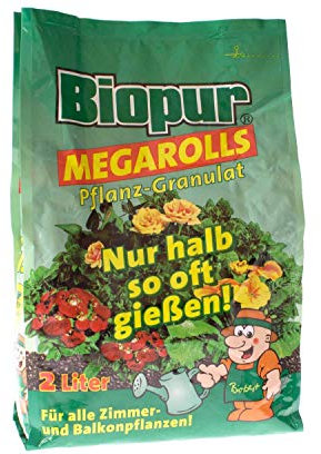 Biopur Megarolls 2 Liter - Pflanzen Granulat für Zier-, Balkon-, und Terrassenpflanzen