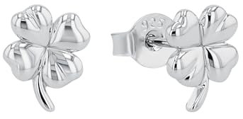 Amor Ohrstecker 925 Sterling Silber Damen Ohrschmuck, 0,8 cm, Silber, Kleeblatt, Kommt in Schmuck Geschenk Box, 2016891