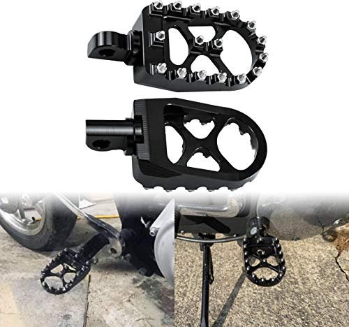 HDBUBALUS Repose-pieds larges CNC tout-terrain pivotant à 360° pour Harley Dyna Fatboy Street Bob Wide Glide Sportster Bobber Chopper Noir