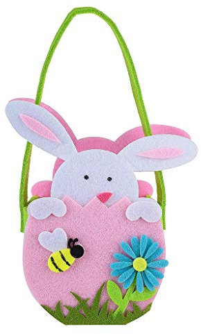 Coversolate Ostern Deko Taschen Mit Tragegriff, Hase Form Ostertaschen Osternest Filz Leer Osterkorb aus Stoff (H)