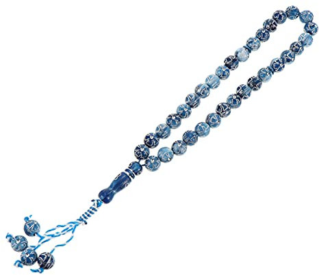 Amosfun Muslim Islamischen Gebetskette 33 Perlen Muslimischen Rosenkranz Tasbih Islamischen Religion Eid Ramadan Geschenk Blau