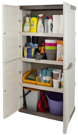 GarPet Besenschrank Gartenschrank Kunststoff Putzschrank Geräteschrank Wetterfest Balkonschrank Wasserdicht Haushaltsschrank Werkstatt Putz Schrank