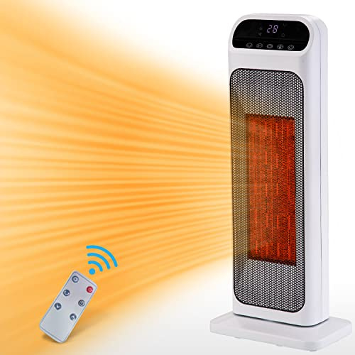 Nassboards, Electric Desk Heater 2000w - Portable, Quiet Energy Saving Heating Unit, Vertical Indoor Home Space Heaters - With Remote Control, LED Display, Safety Features, 12 Hour Timer
