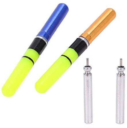 SUNGOOYUE 2 Stück Glühendes Licht Angeln Schwimmt Bobber, LED CR322 18mAh Elektronische Leicht zu Erkennen Nachtlicht Angeln Bobber