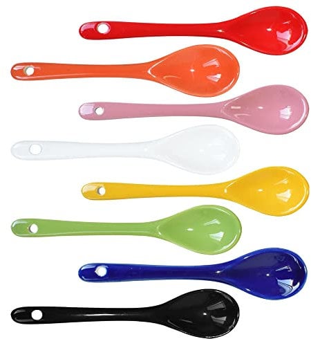 Yuauy Cucharas de huevo de porcelana de 8 colores cucharas de cerámica 5 pulgadas café postre yogur té lechoso