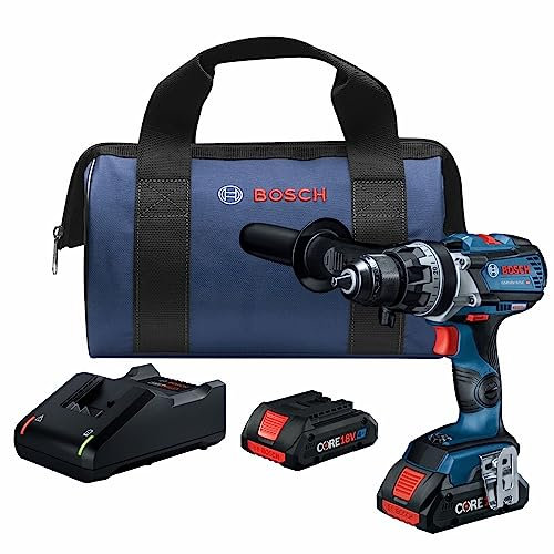 BOSCH GSR18V-975CB25 Kit de taladro/destornillador de 18 V sin escobillas de 1/2 pulgada con (2) baterías compactas CORE18V 4.0 Ah